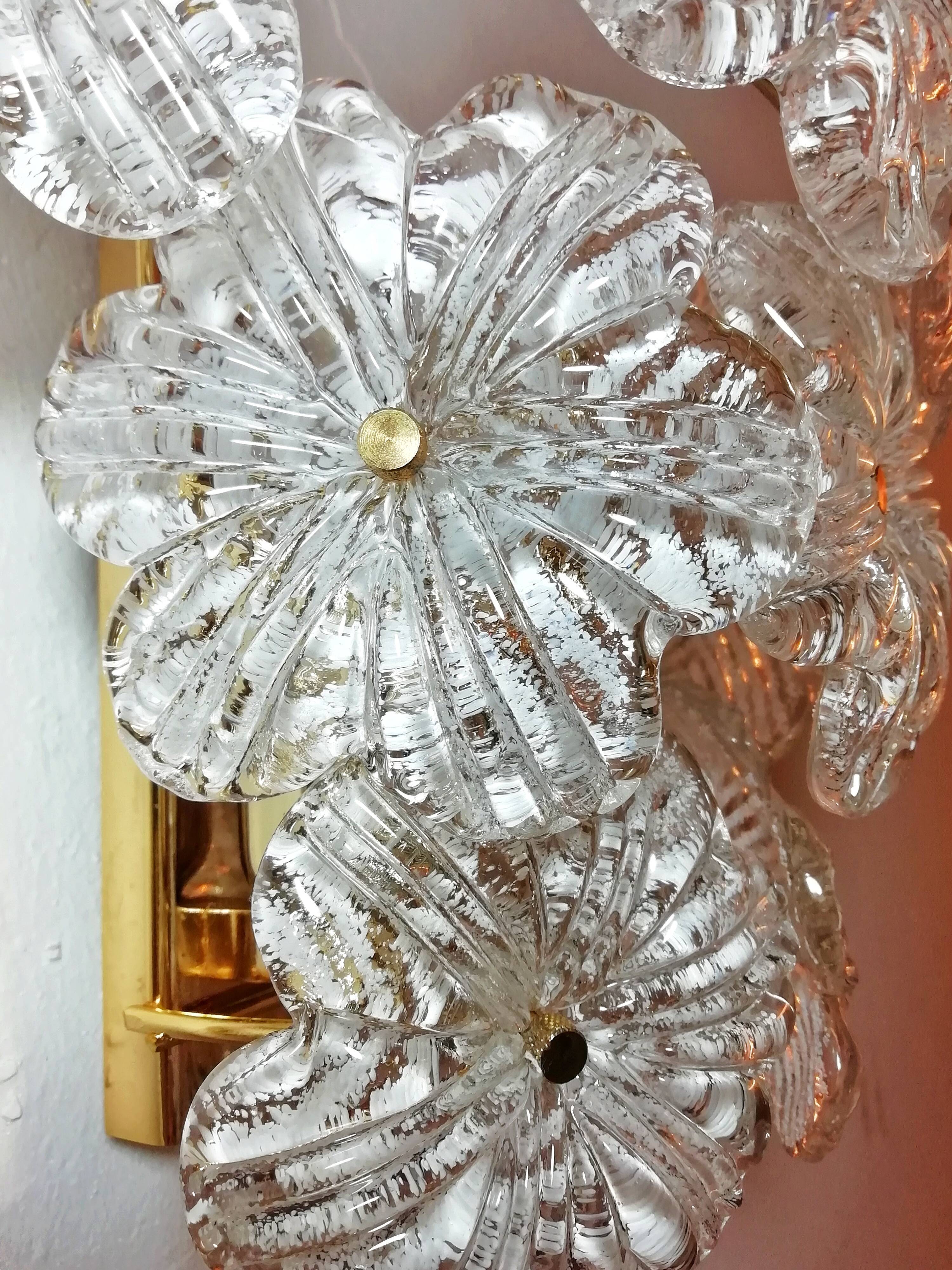 Pair of Murano glass flower wall light