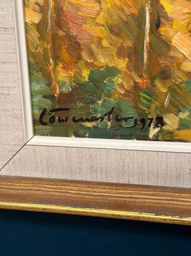 Original Swedish Oil on Panel – "Autumn Landscape" – Dated 1978 – Framed Period Piece – 50 × 42 cm (19.7" × 16.5")