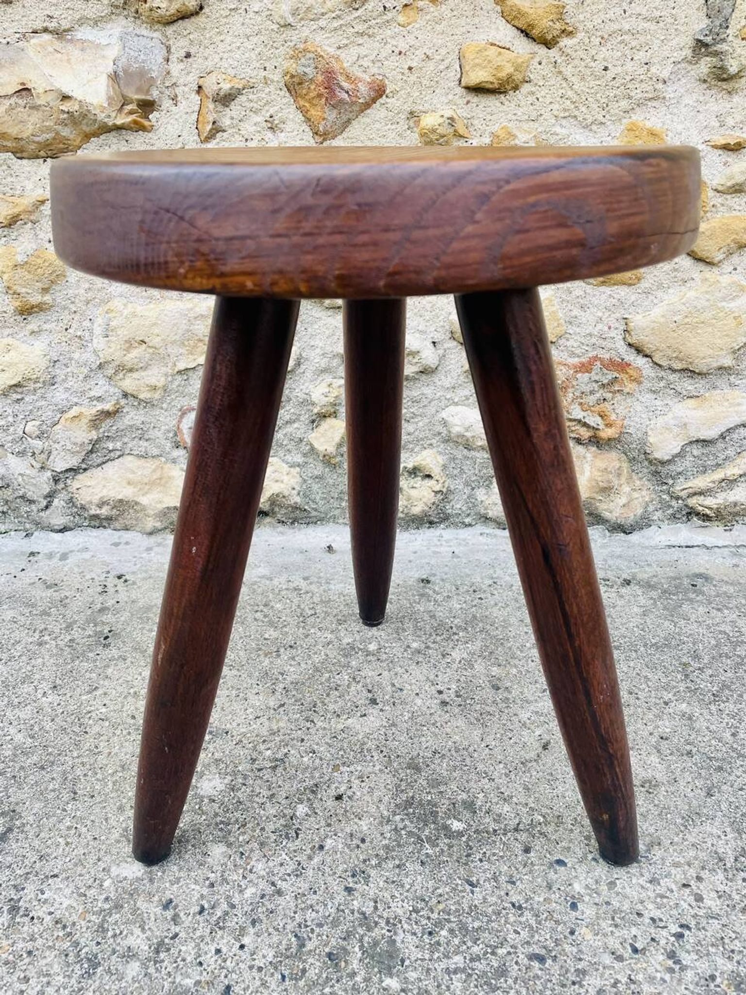 Vintage "Berger" stool, tall, in ash, Charlotte Perriand, 1950s