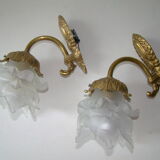 Pair of tanned sconces and glass paste