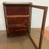 Old mahogany wood wall display case with brass gallery