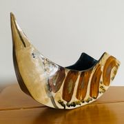 Sculptural bird bowl in glazed ceramic