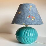 Lampe boule en céramique bleue vintage