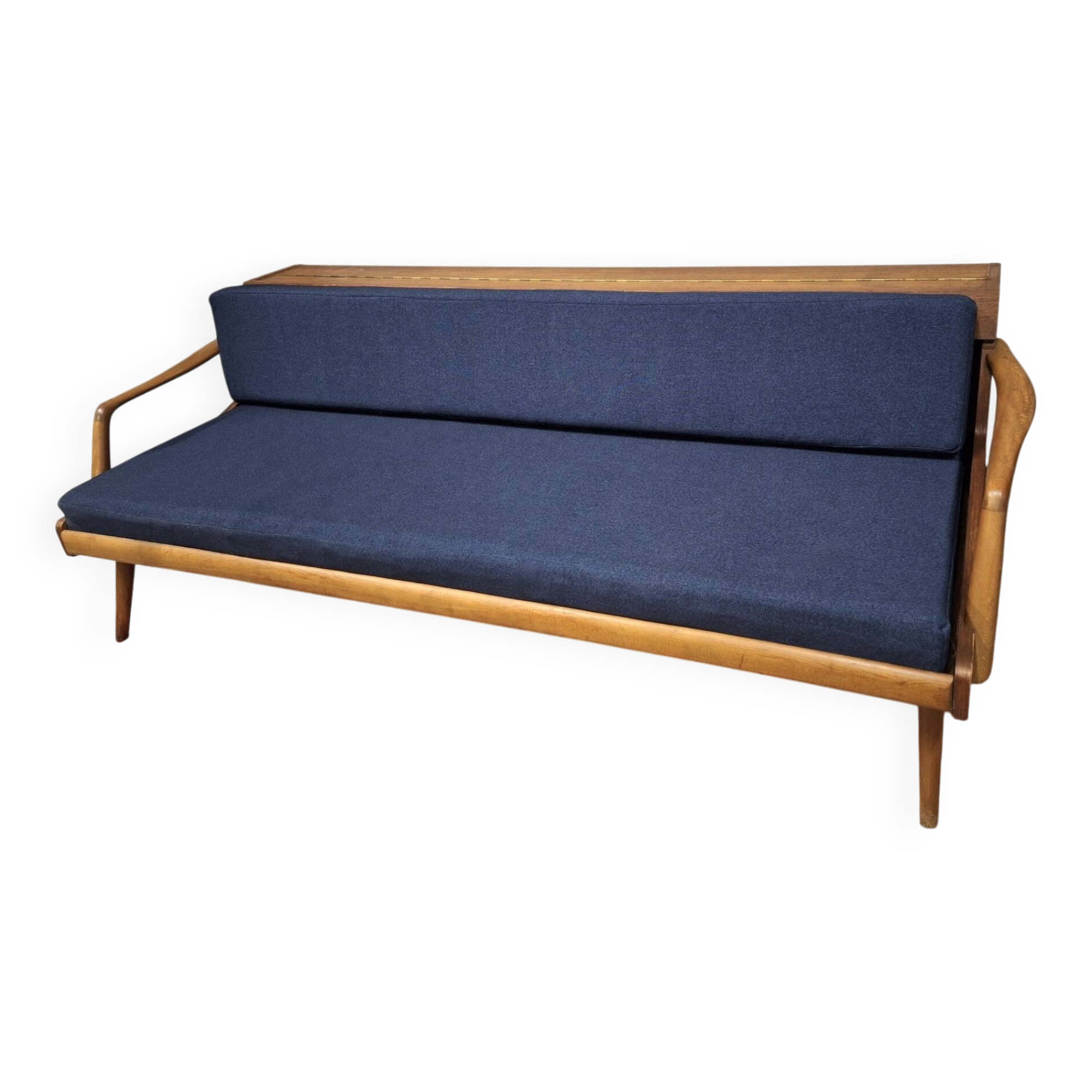 Danish teak convertible daybed sofa with backrest compartment, 1960s