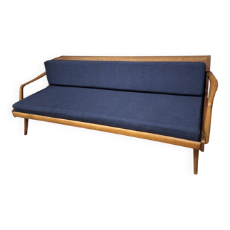 Danish teak convertible daybed sofa with backrest compartment, 1960s