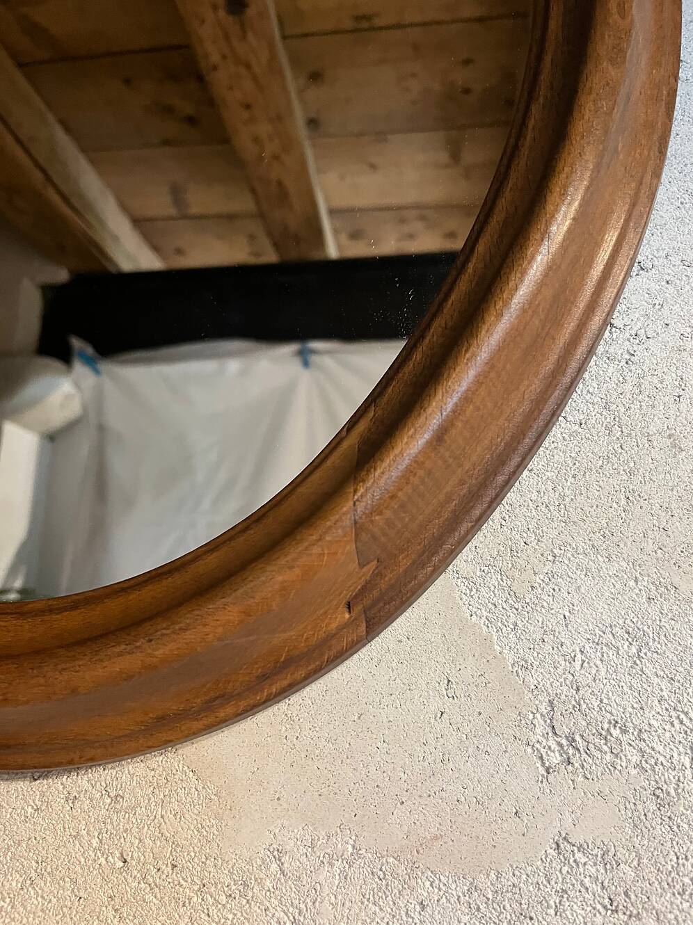 Antique oval walnut mirror