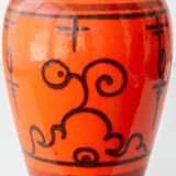 Ceramic table lamp Dutch Orange Gouda “Tokio”, 1970s, black linen shade