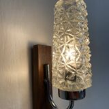 Wooden and glass wall light from the 60s-70s