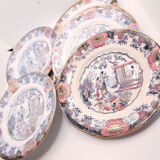 Set of 6 dessert plates model canton of B.F-boch frères, Belgium, late 19th