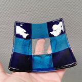 Small Murano glass bowl/dish in different colored blue glass.