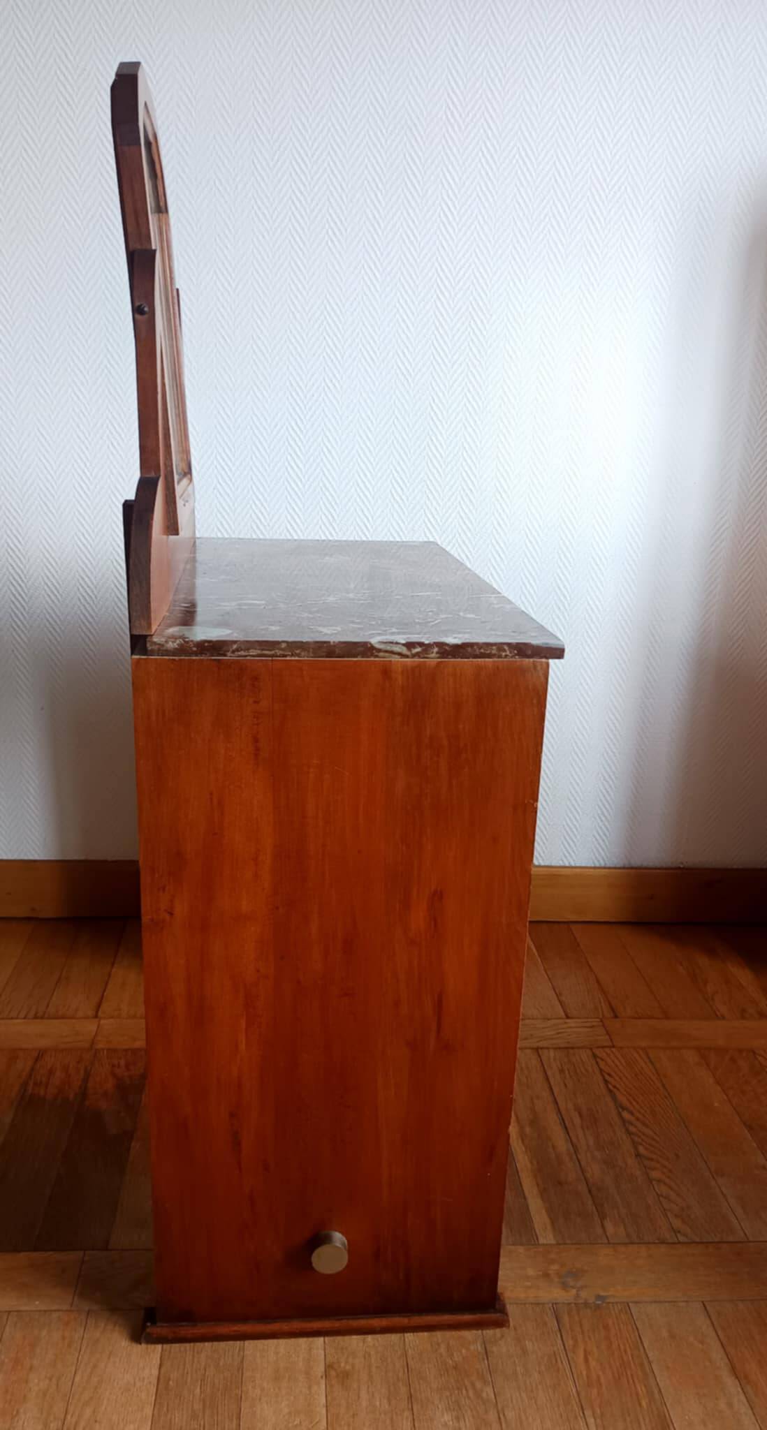 Coiffeuse art déco bois et marbre