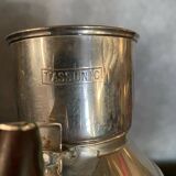 Antique TASSUNIC Teapot Silver Metal + Wooden Handle United France Vintage