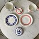 Duo of tea cups / herbal teas Sarreguemines colorful 50s