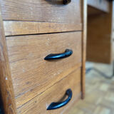 Vintage 1960s desk in oak and black metal – modernist spirit