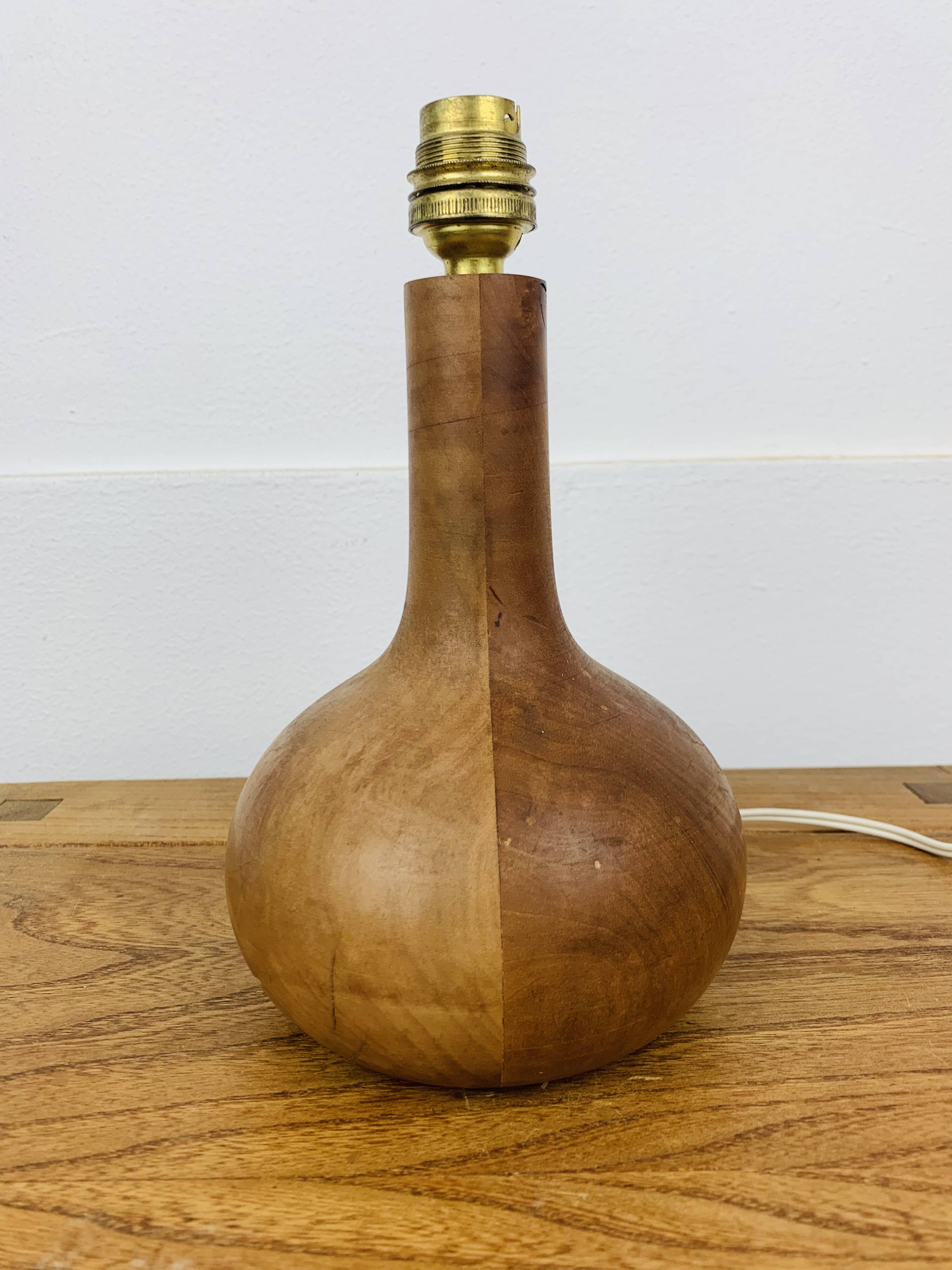 Wooden ball lamp with wool lampshade, 1960s