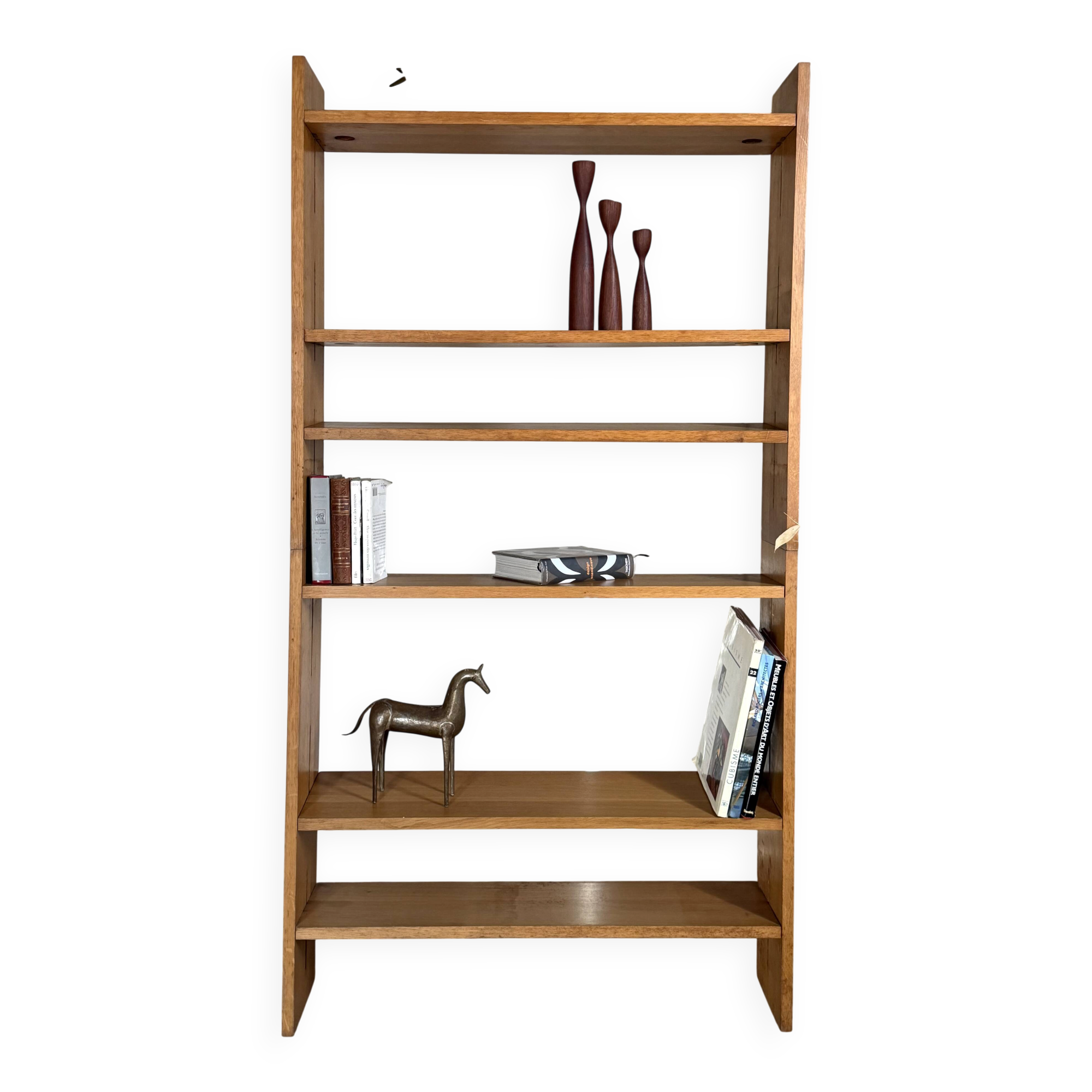 Vintage freestanding bookshelf in solid oak