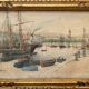 Tableau Aquarelle "Vieux Port de Nice" en 1921 signé Chamard + cadre