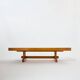 Large modernist coffee table in oak petrified wood slate 1960Large modernist coffee table in oak