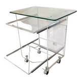 Table en plexiglass pouvant servir de console d'ordinateur ou de desserte