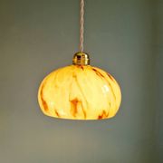 Trio of Art Deco pendant lights in marbled opaline glass, 1920s-30s