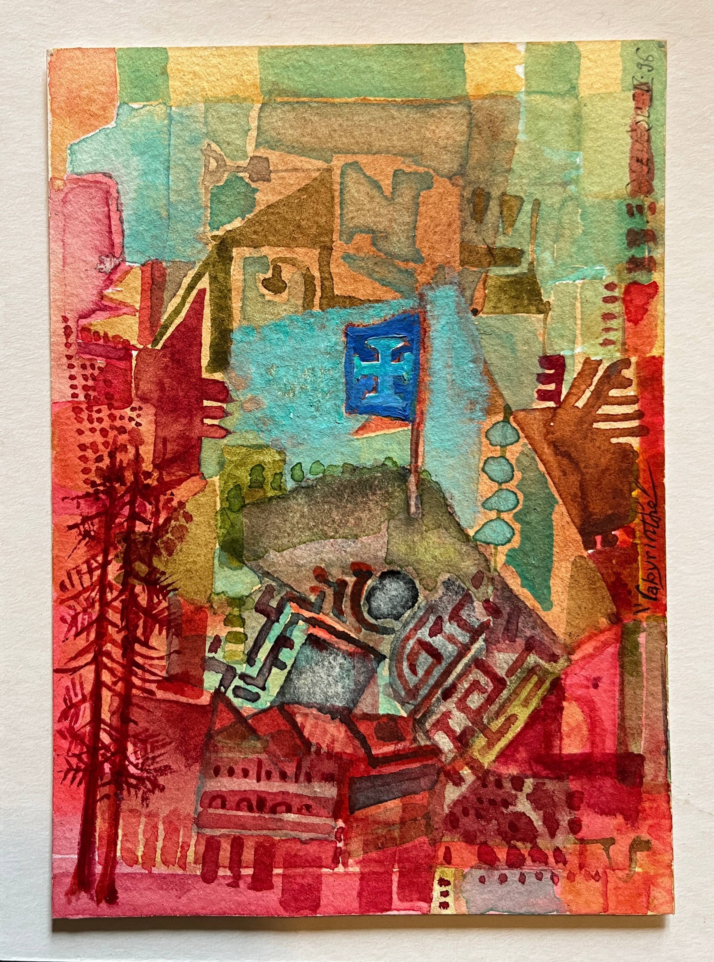 Set of 7 watercolor paintings signed B. Lévêque Burgundy Brittany