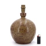 Lampe boule de potier en grès pyrité de Guy Baudat, années 70
