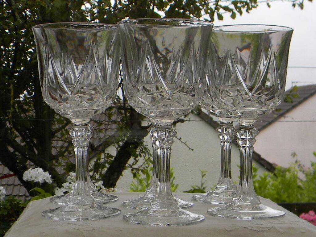 Set of 6 Arques crystal water glasses. Auteuil model.