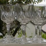 Set of 6 Arques crystal water glasses. Auteuil model.
