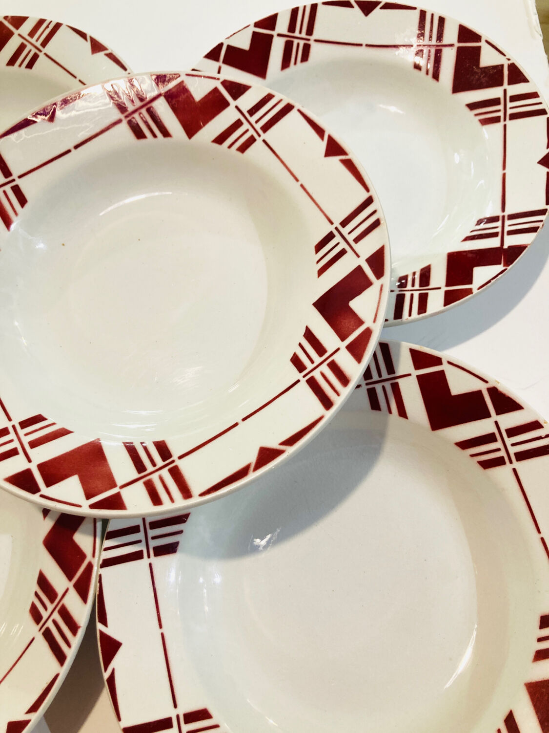 5 hollow earthenware plates burgundy ceranord St Amand