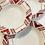 5 hollow earthenware plates burgundy ceranord St Amand