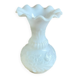 Small white milk glass vase