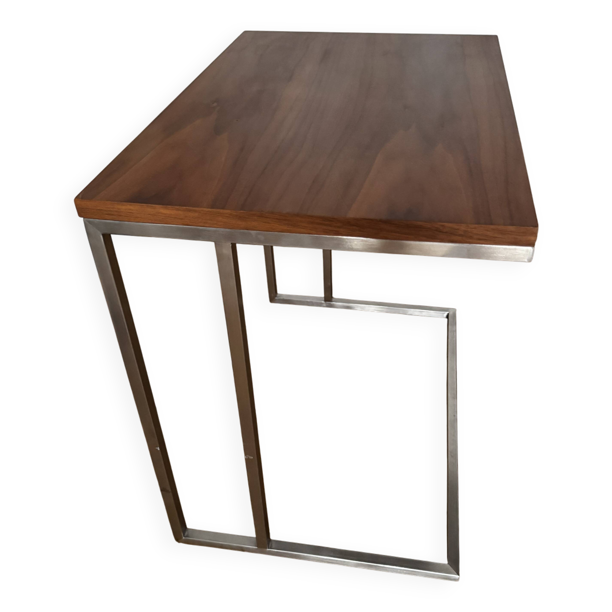 Art Deco wood and metal side table