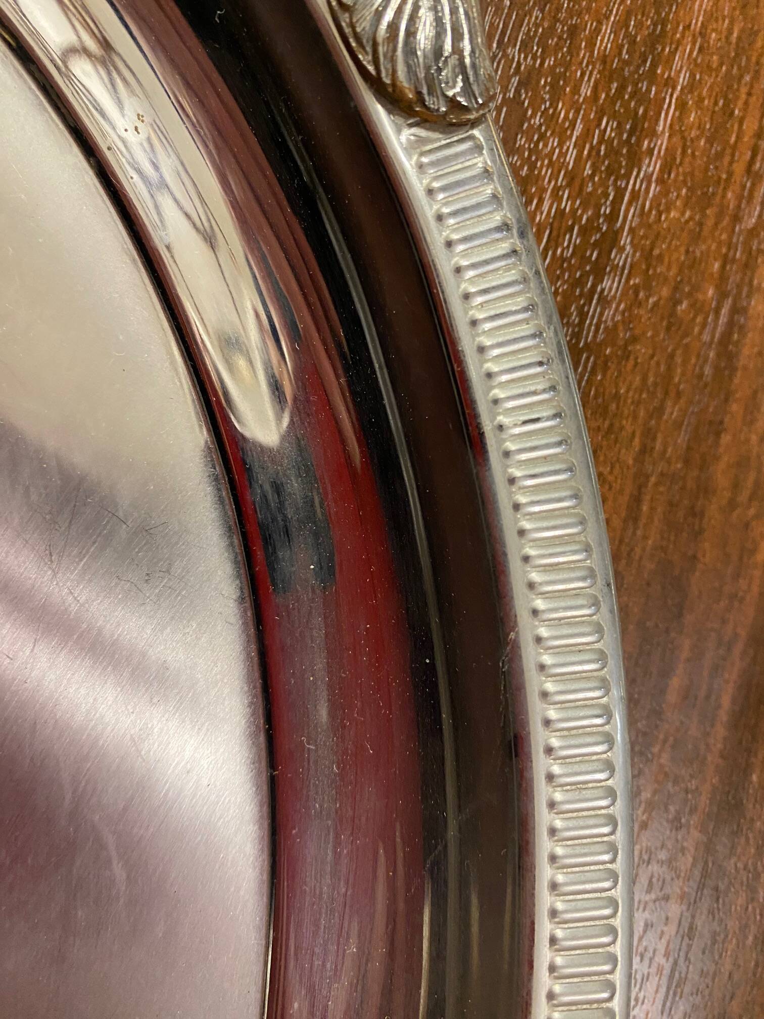 Large jean couzon stainless steel serving tray with fish decor handles