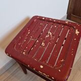 Red curved square stool