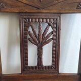 Armchair, low carved chair from the 19th century - decorated with wheat ears.