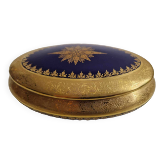 Jewelry box in Limoges furnace blue porcelain and fine gold gilding