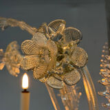 Venetian lustre in colourless Murano glass, 6 light arms, circa 1950.