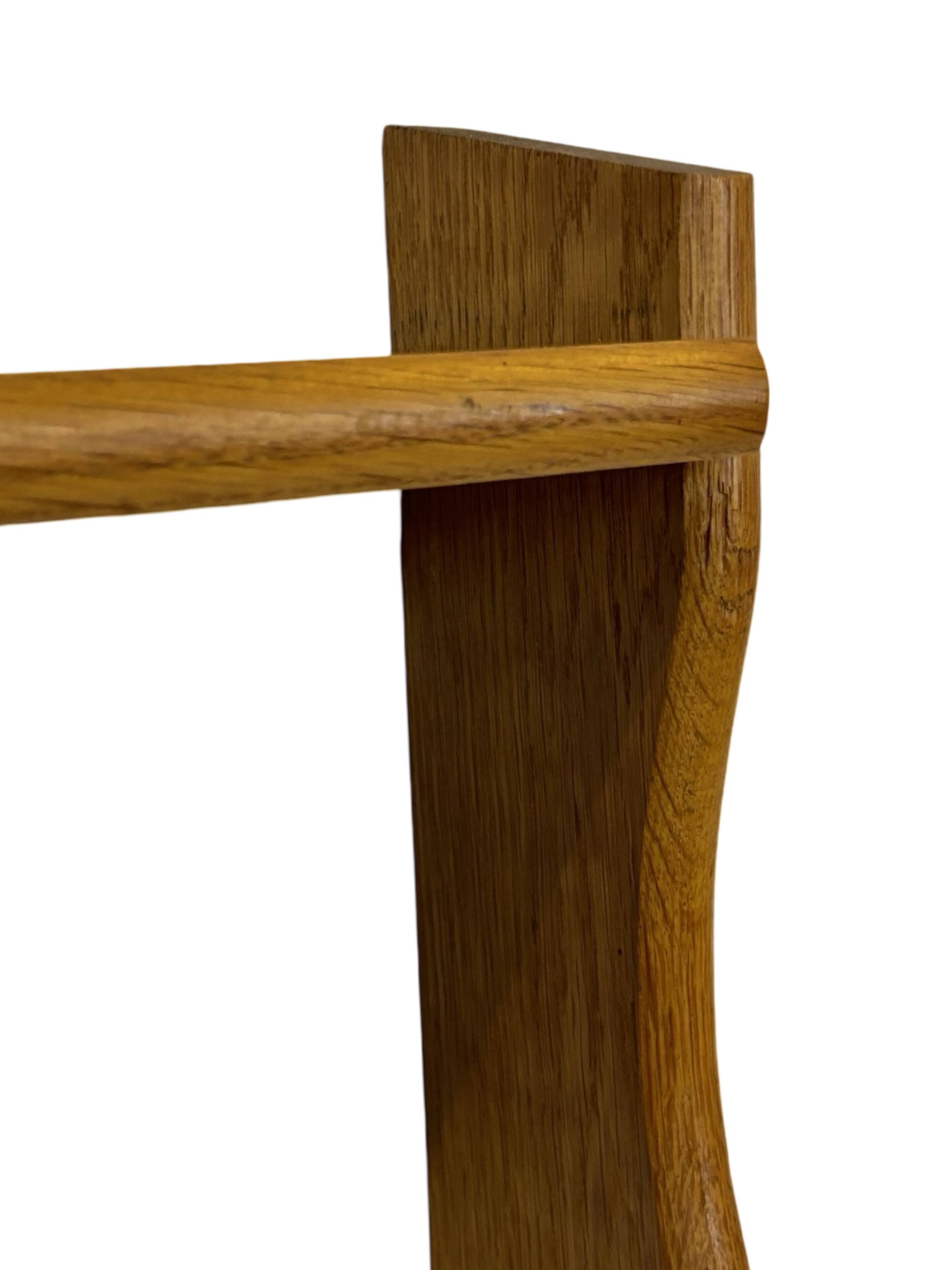 Vintage solid wooden wall rack with 3 shelves 70s oak rack