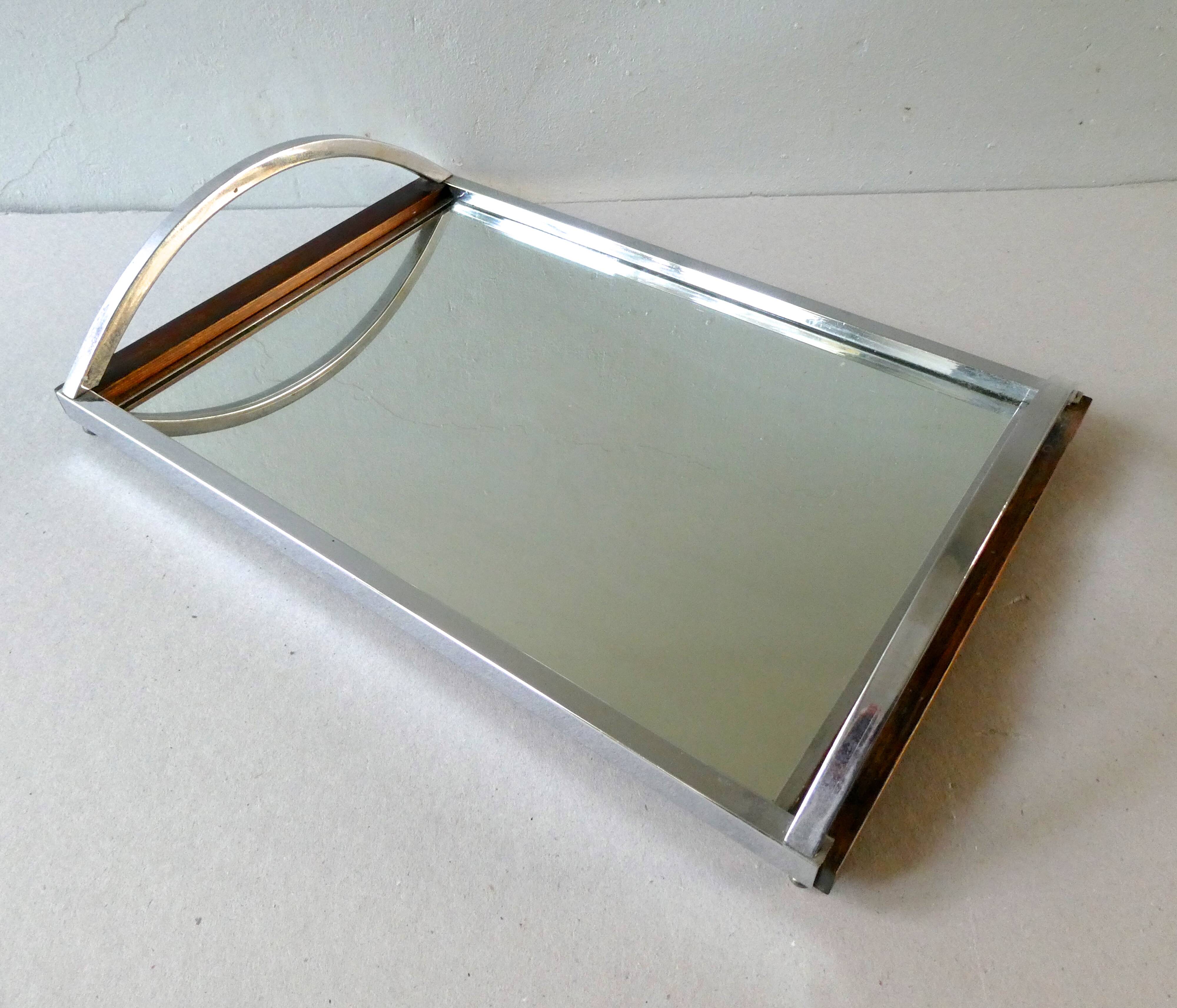 Modernist Art Deco Plateau, Mirror and Rosewood, 1930s