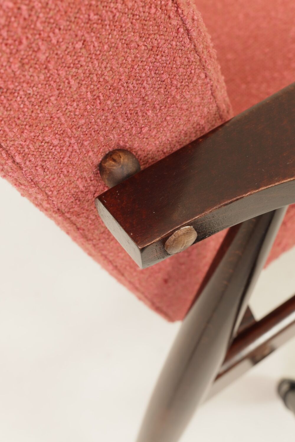 Mid-century modern armchair raspberry bouclé H. Lis