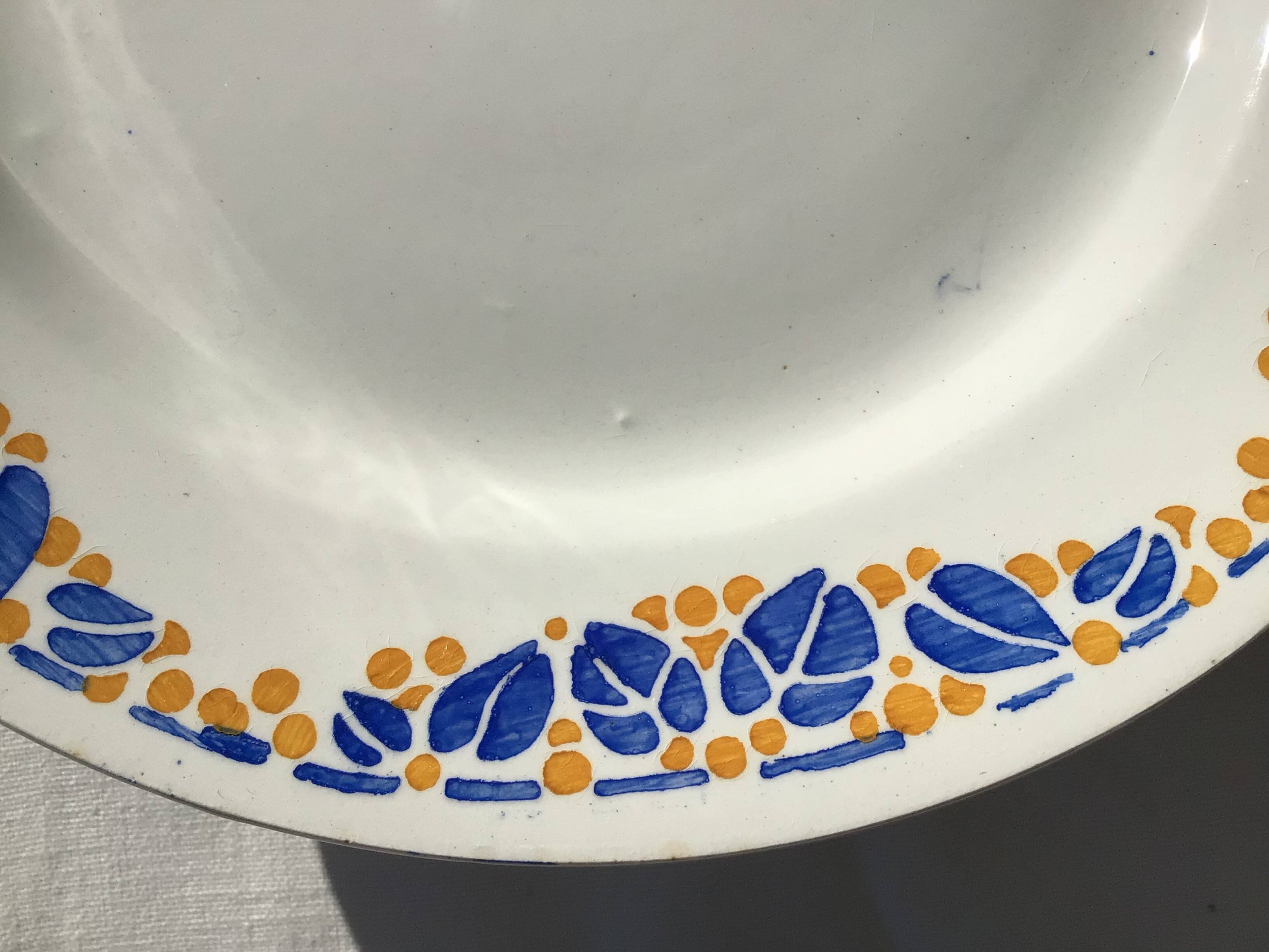 10 Colette HBCM blue and saffron dinner plates