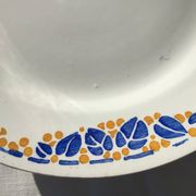 10 Assiettes plates Colette HBCM bleu et safran