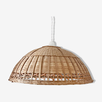 Vintage braided wicker pendant lamp