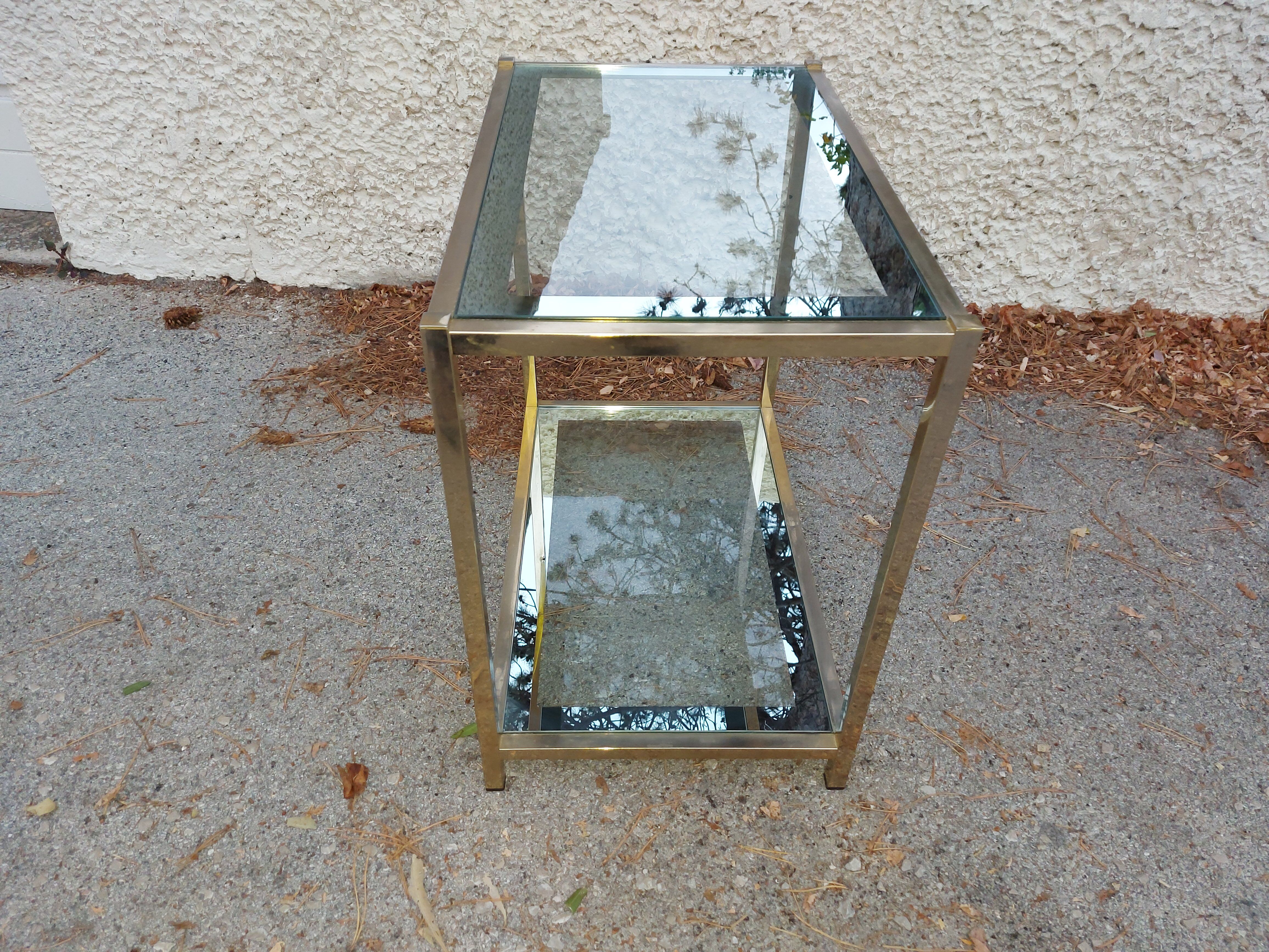 Vintage brass and glass table