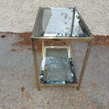 Table vintage en laiton et verre