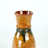 Brown ceramic vase, folk art, Czechoslovakia 1950s