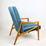 Czech Model Armchair attributed to Jiri Jiroutek in ocean blue, 1970s