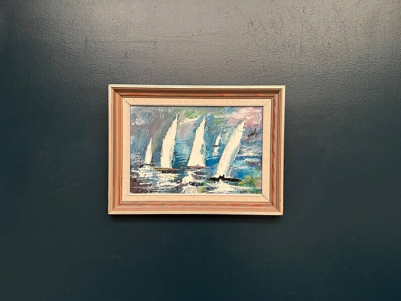 Original Swedish Oil on Panel – “Sailboats” by Bertil Thorell,  Signed