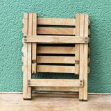 Folding slatted wood stool