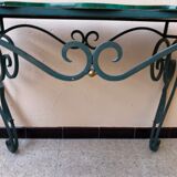Wrought iron and engraved mirror